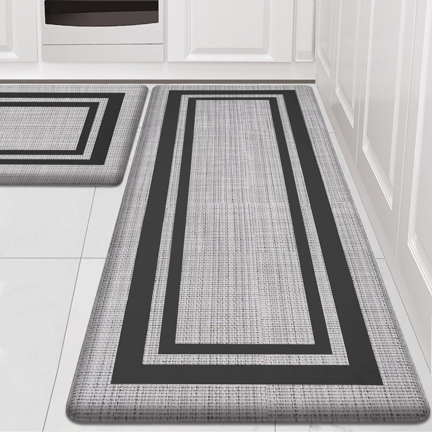 Blue And White Decor Blue Kitchen Rugs Set 2 PCS Anti Fatigue Non Skid Mats Waterproof Cushioned Kitchen Sink Mats Padded Kitchen Mats Standing Floor Laundry Bathroom Off Kitchen Mats For Floor