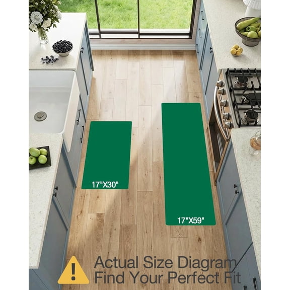 Anti-Fatigue Kitchen Floor Mats Set of 2,Cushioned Comfort Standing Rug Waterproof 2PCS, Non-Slip Ergonomic Foam Runner for Sink, Laundry, Office & Home,17x29+17x59