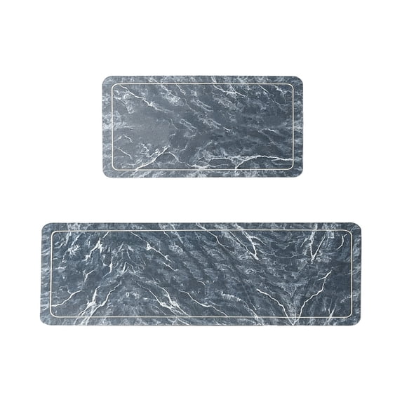 Anti Fatigue Kitchen Floor Mats Set of 2, Waterproof Kitchen Sink Runner Rug, Standing Mat Cushioned Kitchen Rugs, Comfort Doormat 16''x24''+16x47" (Dark Gray)