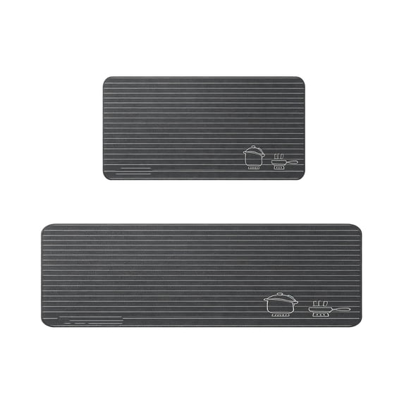 Anti Fatigue Kitchen Floor Mats Set of 2, Waterproof Kitchen Sink Runner Rug, Standing Mat Cushioned Kitchen Rugs, Comfort Doormat 16''x24''+16x47" (Gray-B)