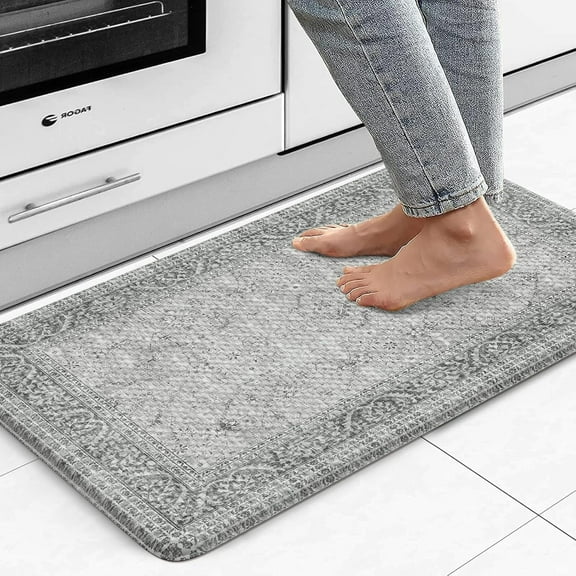 Anti Fatigue Kitchen Mat,17.3"x29" Cushioned Vintage Grey Kitchen Rugs Non-Slip,Waterproof Wipe Clean Ergonomic Cushioned Comfort Kitchen Sink Standing Mat for Kitchen,Laundry Floor