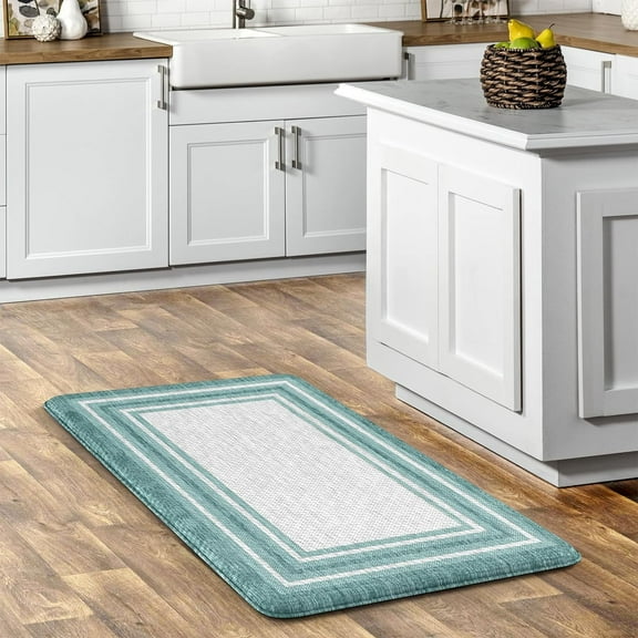 Anti Fatigue Kitchen Mat 17.3"x29", Padded Kitchen Floor Mats Non Slip, Waterproof Kitchen Mat for Floor, Farmhouse Comfort Standing Mat for Laundry, Office, Sink, Desk Green