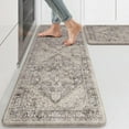 thumbnail image 1 of Anti Fatigue Kitchen Mat, Boho Distressed Kitchen Rugs Sets of 2, Kitchen Floor Mats Non Slip Cushioned, Waterproof Standing Mat for Laundry, Office, Sink, Desk, Light Brown 17"x47"+17"x29", 1 of 6