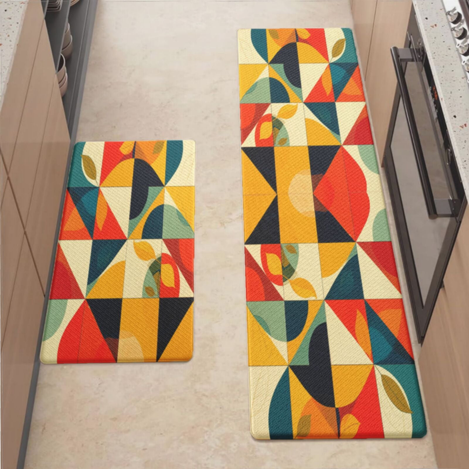Anti Fatigue Kitchen Mat, Colorful Abstract Vibrant Shape Kitchen Rugs ...