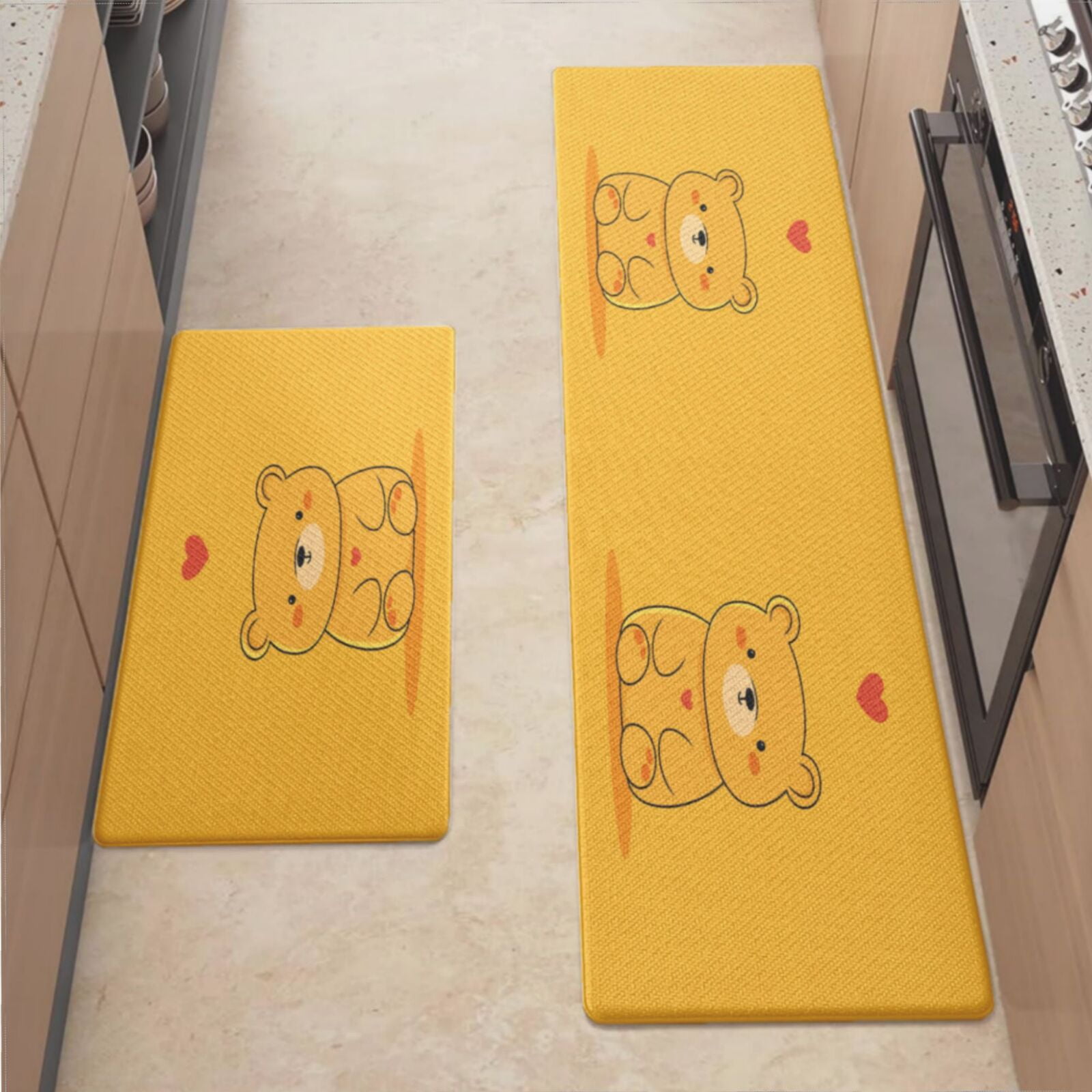 Anti Fatigue Kitchen Mat, Cute Bear Heart Kitchen Rugs Non Slip ...