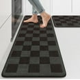 thumbnail image 1 of Anti Fatigue Kitchen Mat for Floor, 17"x47"+17"x29" Checkered Kitchen Rugs Sets of 2, Kitchen Floor Mats Non-Slip, Cushioned Standing Desk mat for Sink, Laundry, Office Black and Green, 1 of 6