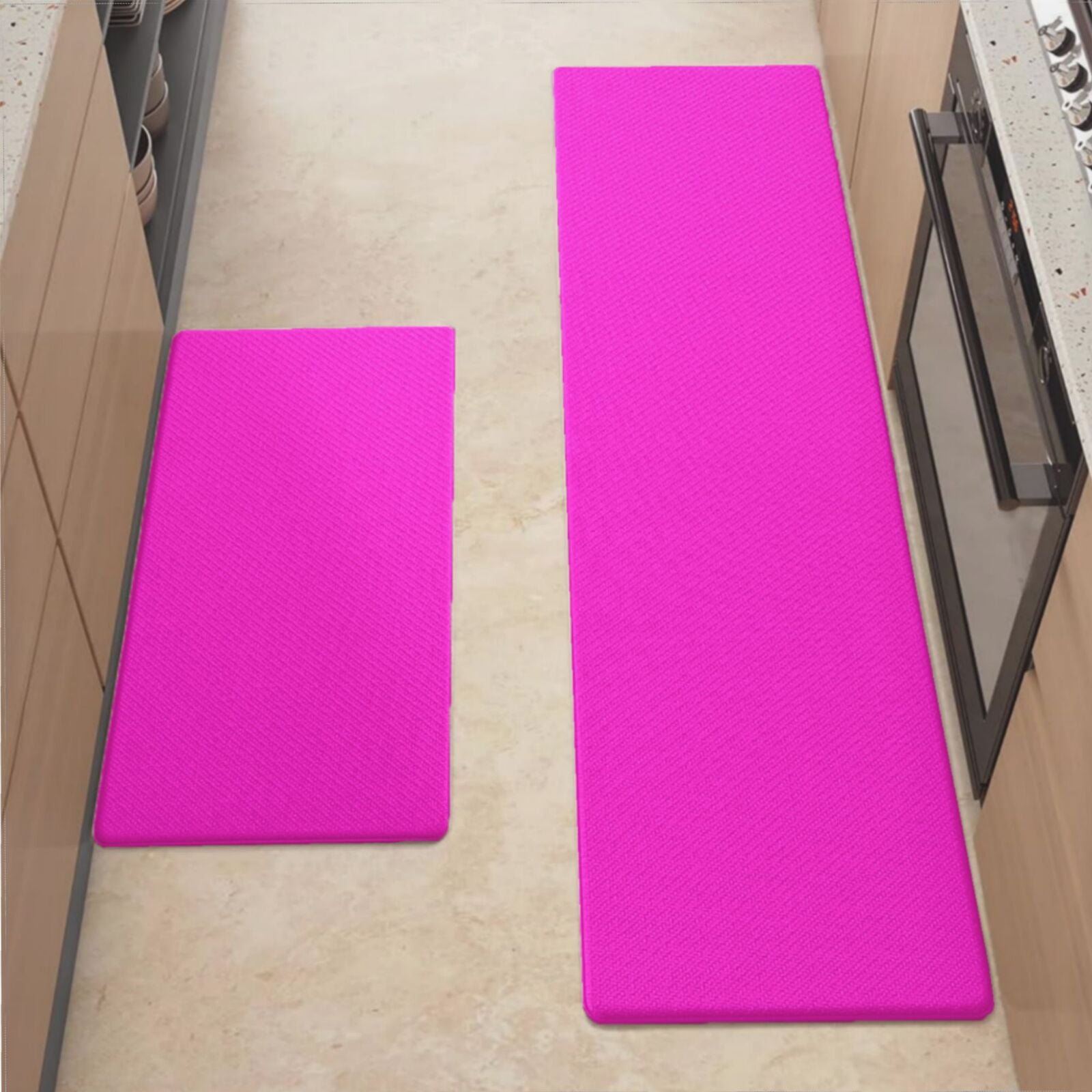 Anti Fatigue Kitchen Mat, Hot Magenta Sets of 2 Kitchen Rugs Non Slip ...