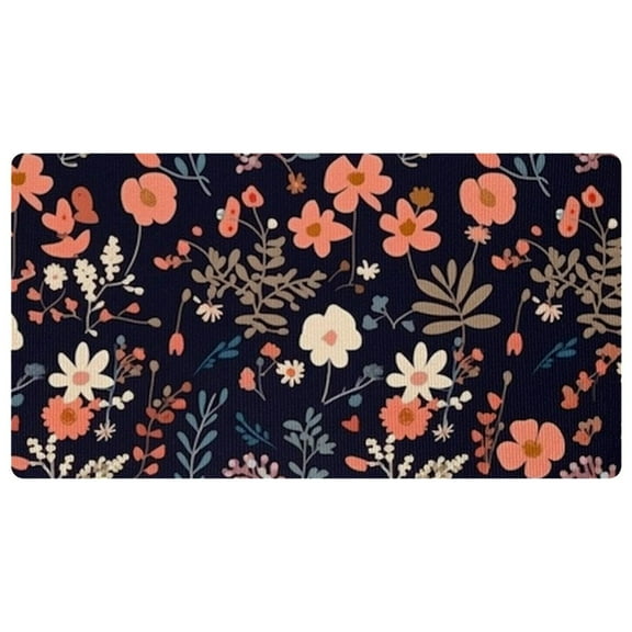 Anti Fatigue Kitchen Mat Non Slip Kitchen Mats with Floral Painted for Floor Waterproof Absorb Oil Kitchen Rugs Mats Comfort Mat Carpet for Sink,Office,Laundry