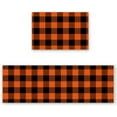 thumbnail image 1 of Anti Fatigue Kitchen Mat Set of 2 Cushioned Kitchen Floor Mats Kitchen Rugs Non Slip Kitchen Runner Rug Rustic Orange Halloween Black Buffalo Check Plaid Pattern (15.7"x23.6"+15.7"x47.2" inches), 1 of 6