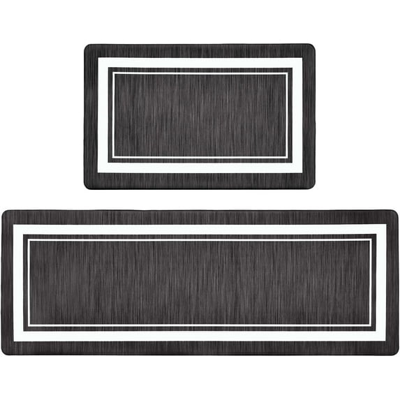 Anti Fatigue Kitchen Mat Set of 2, Kitchen Floor Mat, Cushioned Kitchen Rug, Non Slip Comfort Kitchen Standing Mat for Kitchen Floor, Black Star Tile, 17.3"x27.6"+17.3"x47.2"