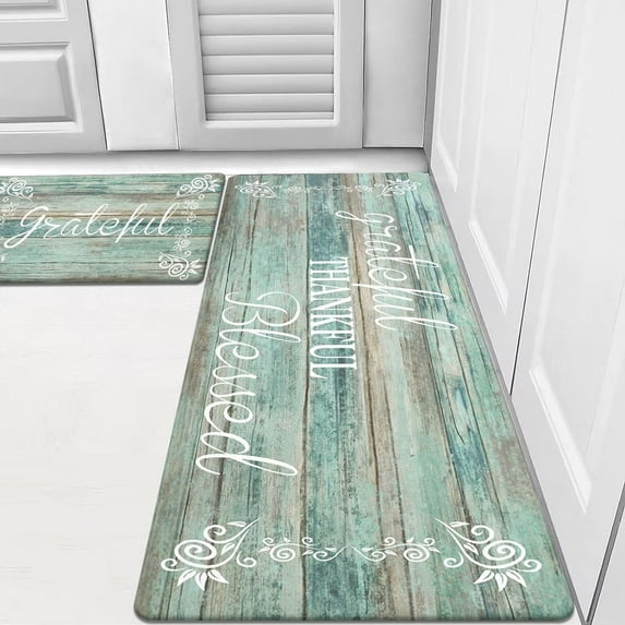 Anti Fatigue Kitchen Mat Set of 2 Non Slip Cushioned Kitchen Mats for Floor Waterproof Farmhouse Kitchen Rugs and Mats Set Comfort Standing Desk Mat Carpet for Sink,Office,Laundry