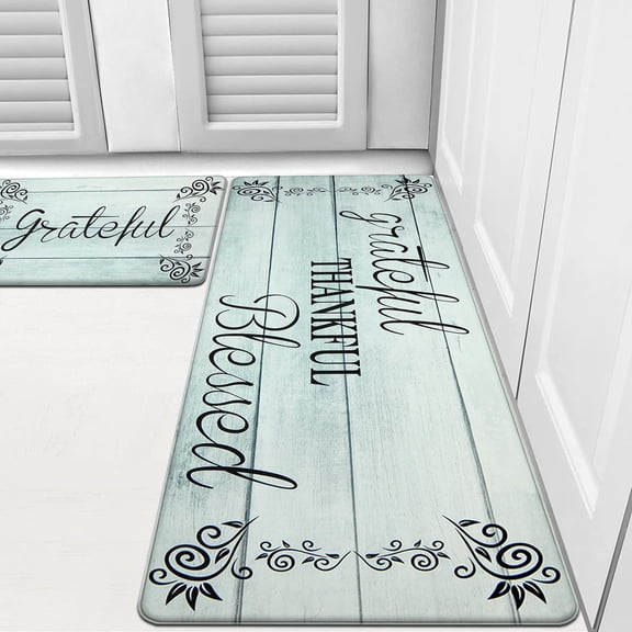 Anti Fatigue Kitchen Mat Set of 2 Non Slip Cushioned Kitchen Mats for Floor Waterproof Farmhouse Kitchen Rugs and Mats Set Comfort Standing Desk Mat Carpet for Sink,Office,Laundry
