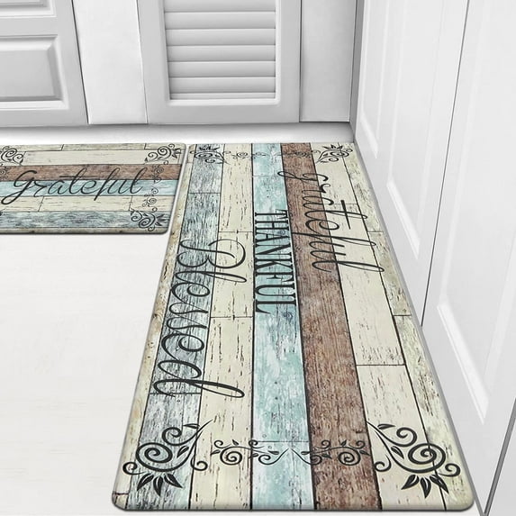 Anti Fatigue Kitchen Mat Set of 2 Non Slip Cushioned Kitchen Mats for Floor Waterproof Farmhouse Kitchen Rugs and Mats Set Comfort Standing Desk Mat Carpet for Sink,Office,Laundry