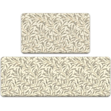 Anti Fatigue Kitchen Mat Set of 2 Pieces,Farmhouse Kitchen Rugs and Mats,Waterproof Non Slip Memory Foam Cushioned Comfort Kitchen Floor Mat,Padded Kitchen Mats for Standing (17x30+17x47)