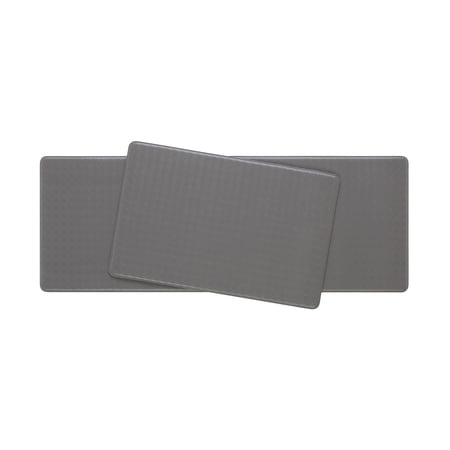 Anti-Fatigue Kitchen Mat Set, Charcoal, Playa Basketweave by Chef Gear, 17.5 in. x 48 in./ 17.5 in. x 28 in.