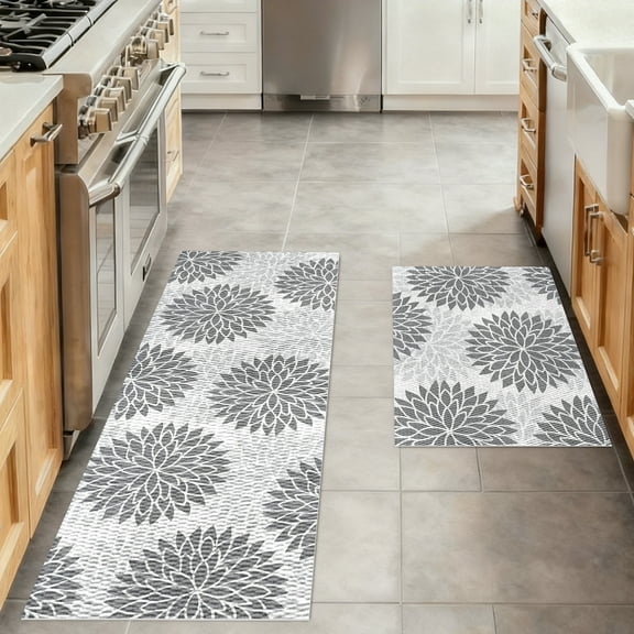 Anti-Fatigue Kitchen Mat Set  – Massage-Texture Comfort Rugs, Stress-Relief Standing Mats for Kitchen & Laundry Room, Soft Polyester Surface with Non-Slip TPR Backing