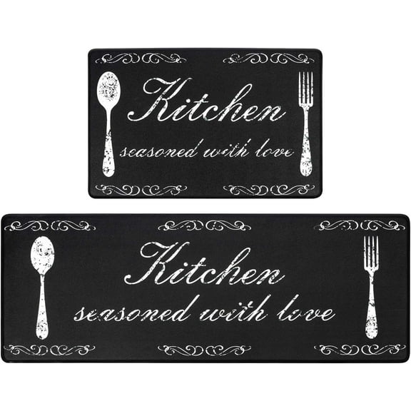 Anti Fatigue Kitchen Mat Set of 2 Cushioned Kitchen Floor Mats Waterproof Kitchen Rugs Non Slip Kitchen Runner Rug Comfort Soft Standing Mat Carpets