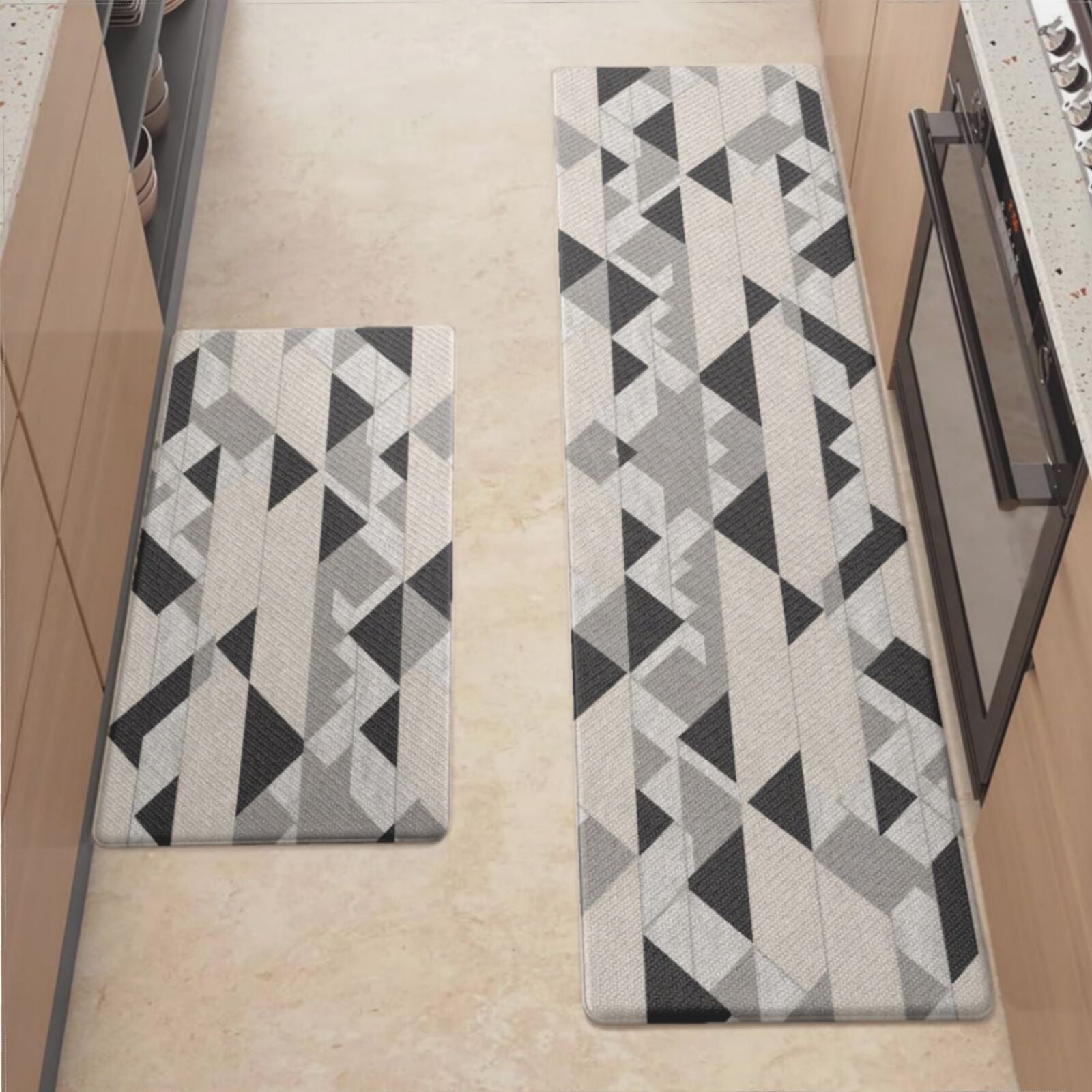 Anti Fatigue Kitchen Mat, Triangle Gray Kitchen Rugs Non Slip ...