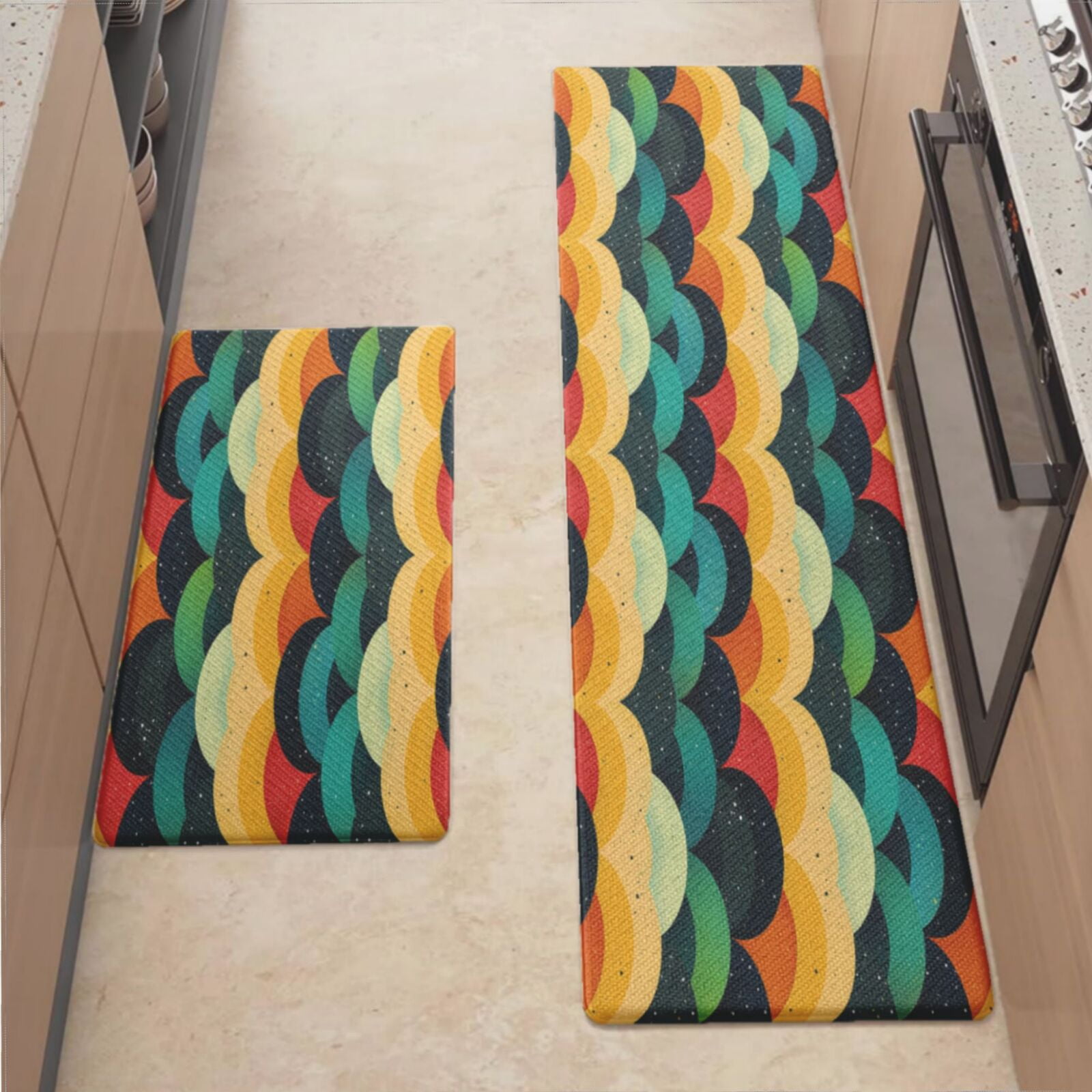 Anti Fatigue Kitchen Mat, Vibrant Painting Colorful Cloud Kitchen Rugs ...