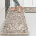 thumbnail image 1 of Anti Fatigue Kitchen Mats 2 PCS 17"x47"+17"x29", Boho Kitchen Rugs and Mats, Non Slip Cushioned Kitchen Mats for Floor, Waterproof Kitchen Floor Mats for Laundry, Office, Sink, Khaki, 1 of 5