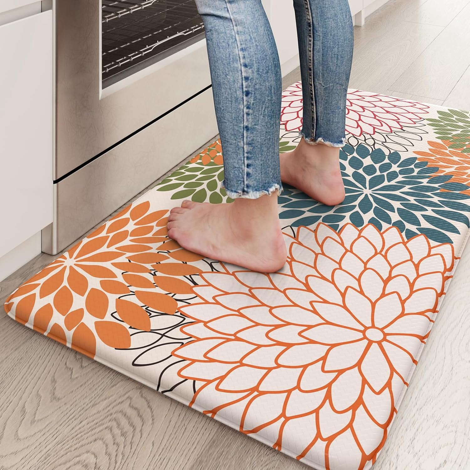 Anti Fatigue Kitchen Mats 2PCS Boho Kitchen Rugs Non Slip Rubber ...
