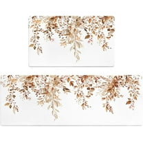 Anti Fatigue Kitchen Mats for Floor Set of 2, Black Boho Floral Kitchen Floor Mat, Non Slip Cushioned Kitchen Rugs Waterproof Memory Foam Kitchen Mat Comfort Standing Mat for Desk Laundry