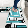 thumbnail image 1 of Anti Fatigue Kitchen Mats Set of 2, Non Slip Cushioned Kitchen Rug Sets, Washable Geometric Square Kitchen Runner Rugs for Home Office Laundry, 17'''' x 47'''' + 17'''' x 30'''' Abstract Art Patchwork, 1 of 6