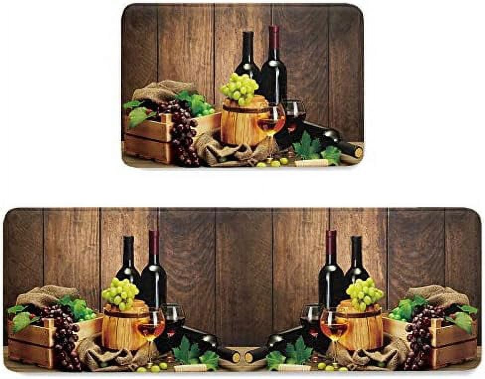 AntiFatigue Kitchen Mats Standing Rugs Set of 2 Country Farm Grape