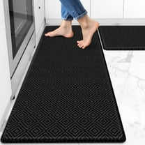 Kitchen mats for Floor, 2PCS Kitchen Rugs Non-Slip Water and Oil Absorbent Runner Rugs for Kitchen, Floor, Office, 17.3"x30" 17.3"x47", Black