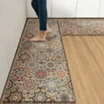 thumbnail image 1 of Anti-Fatigue Kitchen Rug Set of 2 Mandala Boho Floral Brown Cushioned Kitchen Floor Mat, Standing Mat Waterproof Non-Slip Kitchen Mats and Rugs PVC Ergonomic Comfort Foam Rug for Kitchen, 1 of 6
