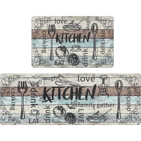 Anti Fatigue Kitchen Rug Set of 2 Non Slip Cushioned Kitchen Mats for Floor Waterproof Comfort Kitchen Rugs and Mats Farmhouse Chef Mats Floor Carpet for Sink,Laundry Room,Colorful