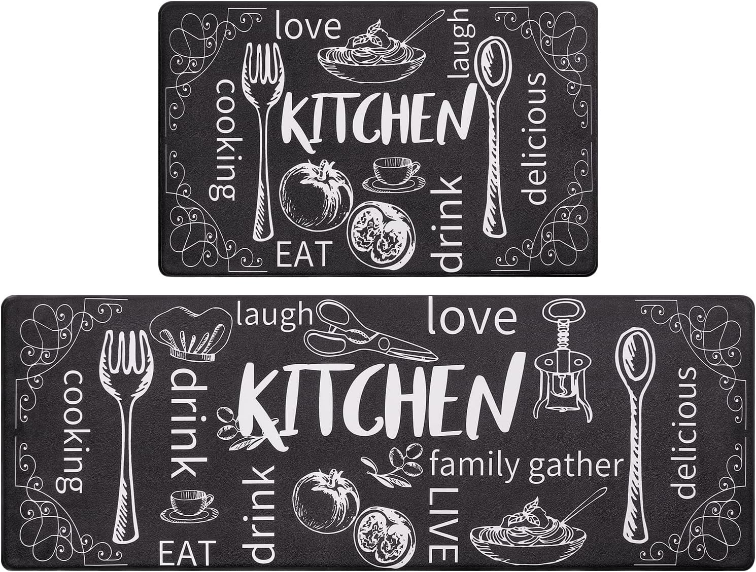 Anti Fatigue Kitchen Rug Set of 2 Non Slip Cushioned Kitchen Mats for ...
