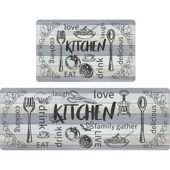 Anti Fatigue Kitchen Rug Set of 2 Non Slip Cushioned Kitchen Mats for Floor Waterproof Comfort Kitchen Rugs and Mats Farmhouse Chef Mats Floor Carpet for Sink,Laundry Room,Colorful