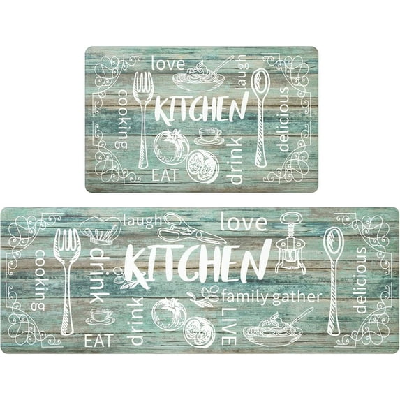 Anti Fatigue Kitchen Rug Set of 2 Non Slip Cushioned Kitchen Mats for Floor Waterproof Comfort Kitchen Rugs and Mats Farmhouse Chef Mats Floor Carpet for Sink,Laundry Room