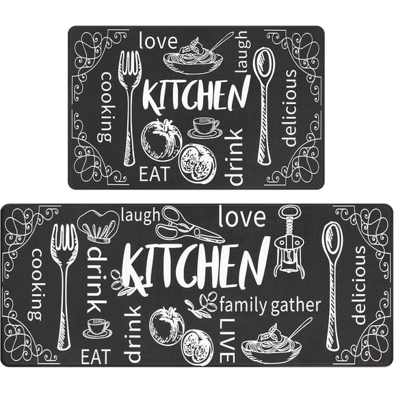 Anti Fatigue Kitchen Rug Set of 2 Non Slip Cushioned Kitchen Mats for Floor Waterproof Comfort Kitchen Rugs and Mats Farmhouse Chef Mats Floor Carpet for Sink,Laundry Room,Colorful