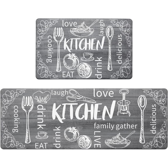 Anti Fatigue Kitchen Rug Set of 2 Non Slip Cushioned Kitchen Mats for Floor Waterproof Comfort Kitchen Rugs and Mats Farmhouse Chef Mats Floor Carpet for Sink,Laundry Room