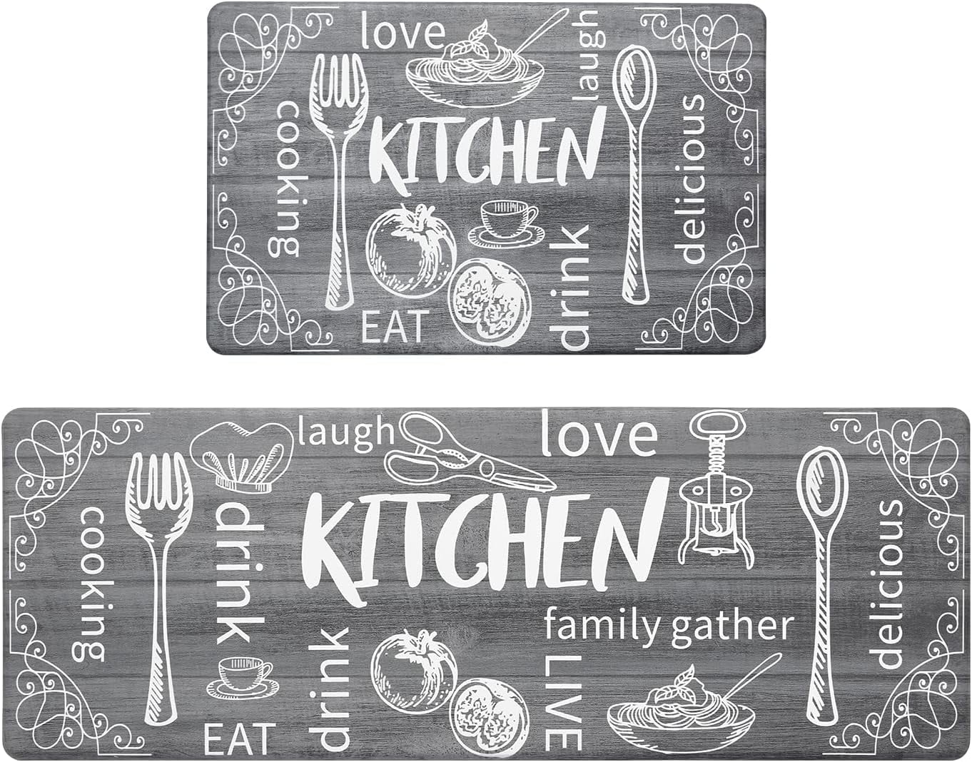 Anti Fatigue Kitchen Rug Set of 2 Non Slip Cushioned Kitchen Mats for ...