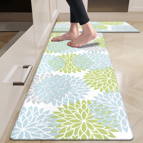 Anti Fatigue Kitchen Rug Sets 2 Piece Non Slip Kitchen Mats for Floor Cushioned Kitchen Rugs and Mats Waterproof Comfort Standing Mat Runner for Kitchen,Home Office,Sink,Laundry