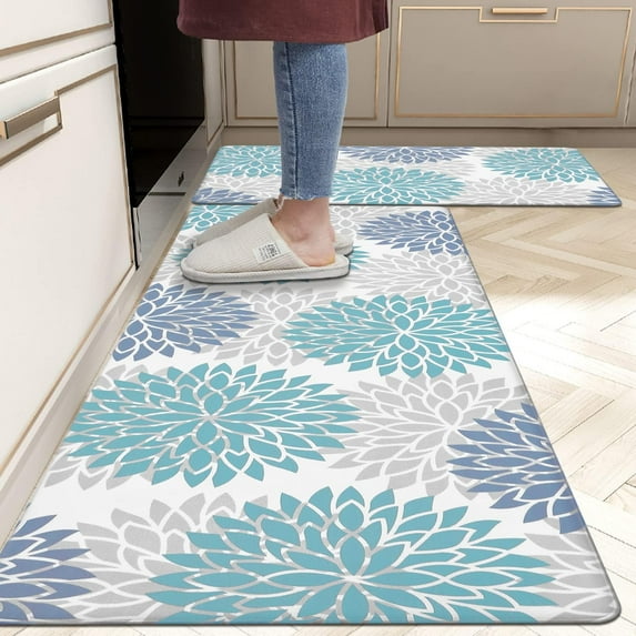 Anti Fatigue Kitchen Rug Sets 2 Piece Non Slip Kitchen Mats for Floor Cushioned Kitchen Rugs and Mats Waterproof Comfort Standing Mat Runner for Kitchen,Home Office,Sink,Laundry