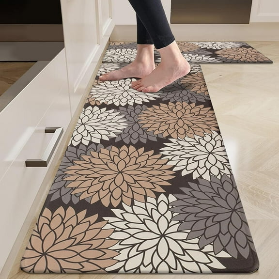 Anti Fatigue Kitchen Rug Sets 2 Piece Non Slip Kitchen Mats for Floor Cushioned Kitchen Rugs and Mats Waterproof Comfort Standing Mat Runner for Kitchen,Home Office,Sink,Laundry