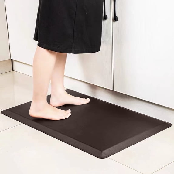 Anti Fatigue Mat - 1/2 Inch Cushioned PVC Kitchen Mat - Comfort & Non Slip Cushion for Standing Desk, Office or Garage Floor (17.3"x29", Brown)