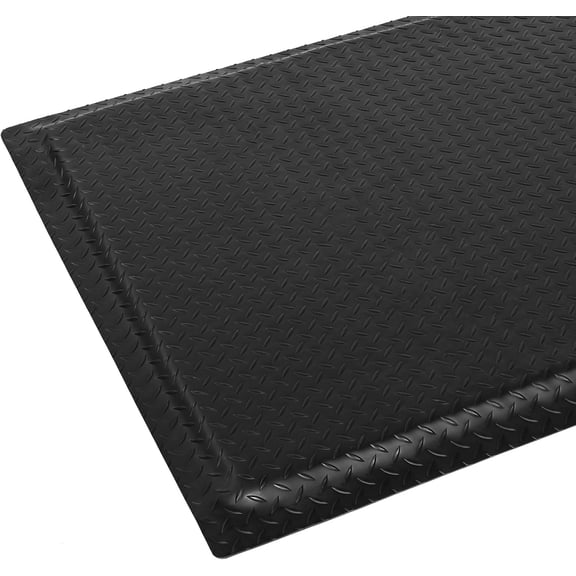 Anti Fatigue Mat 2 Feet x 3 Feet 15/16 Inch Thick Ergonomic Standing Mat Black Diamond Plate Pattern