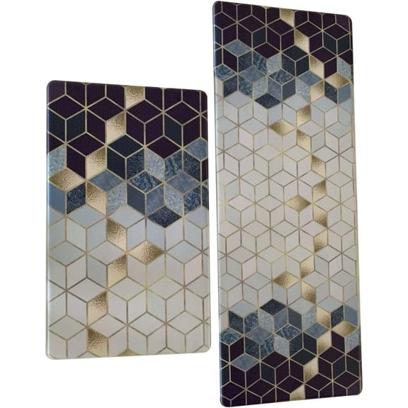 Anti Fatigue Mats for Kitchen Floor/Kitchen Accessories Floor Mats/Standing Mat for Standing Desk Home Office/Foot Pain Relief Non Slip Mat/Ergonomic Design in 2 Piece
