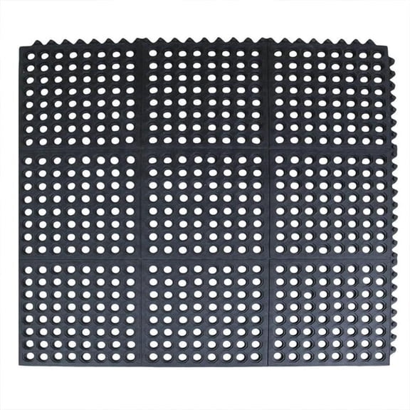Anti-Fatigue Rubber Floor Mat - Commercial Grade Interlocking Non-Slip Recycle Tyre Floor Mats for Restaurant Kitchen Bar Garden Outdoor Wet Area