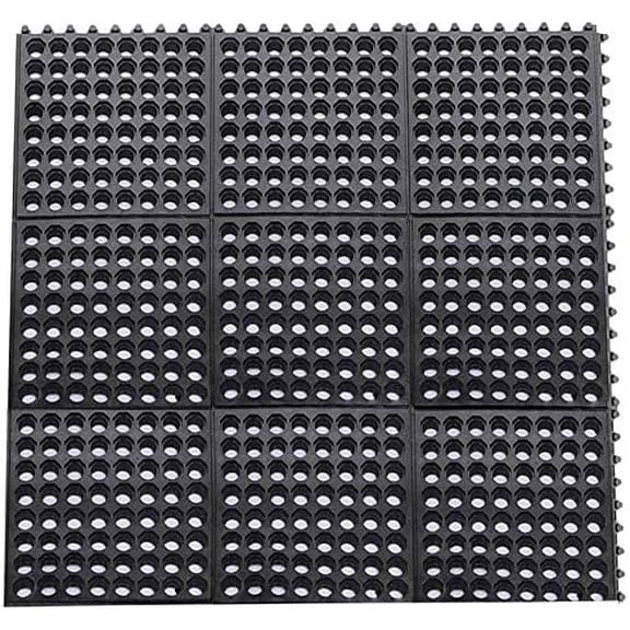 Anti-Fatigue Rubber Matting, 36 x 36 x 1/2 Inches, Black Dura Chef Anti-Slip Rubber Kitchen Mat/Restaurant Bar Floor Mats/Bath Mat for Wet Areas Garage Garden Use$$Home Decor, Kitchen, & Other