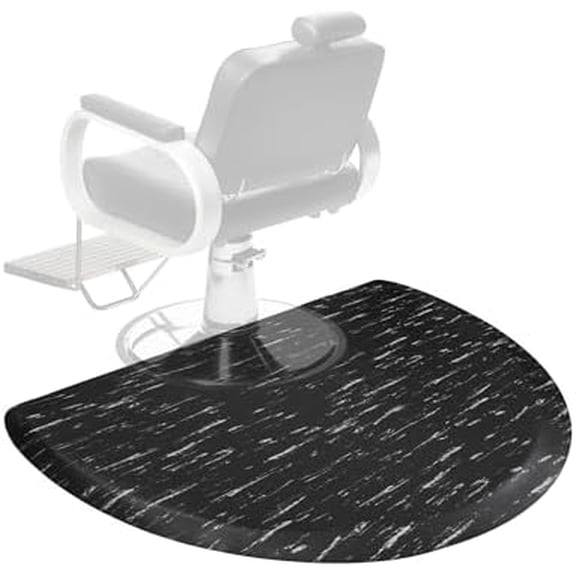 Anti Fatigue Semi Circle Salon Mat for Hair Stylist Anti-Slip Antique Series Salon & Barber Shop Chair Floor Mat (3' x 5' x 1/2'', Marbled Black)$$Home Decor, Kitchen, & Other
