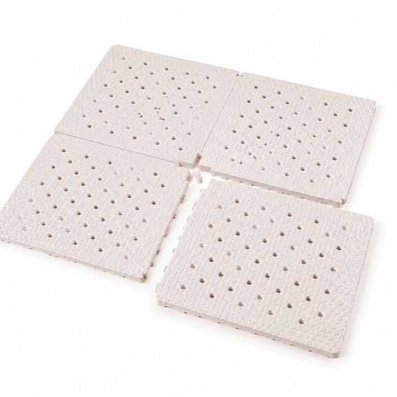 Anti-Fatigue Shower Stall Mat - Extra Thick and Soft Foam Material Comfortably Cushions Your Feet - Square - 4 Interlocking Tiles