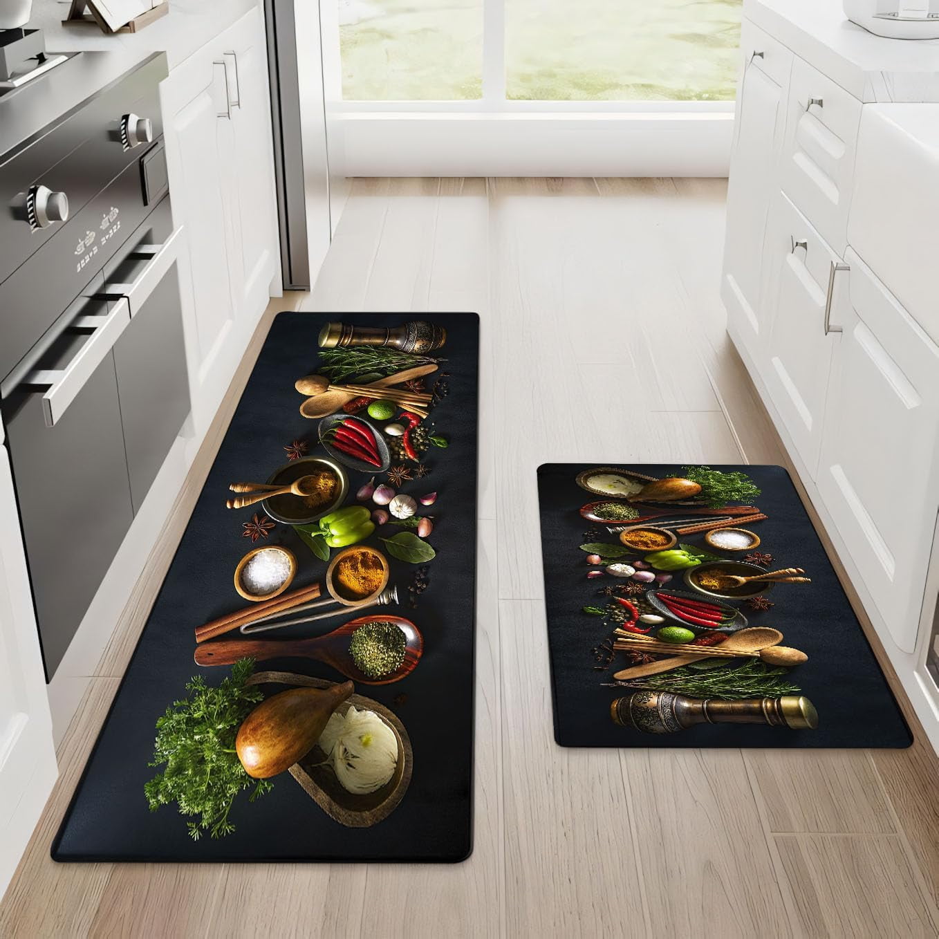 Anti Fatigue Spicy Art Kitchen Rug Set of 2 Non Slip Cushioned Kitchen ...