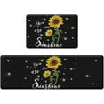 thumbnail image 1 of Anti-Fatigue Sunflower Kitchen Rug Set of 2 Cushioned Black Kitchen Mats for Floor, Summer Bees Standing Mat Waterproof Non-Slip Kitchen Mats and Rugs PVC Ergonomic Comfort Foam Kitchen Decor, 1 of 6