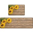 thumbnail image 1 of Anti-Fatigue Sunflower Kitchen Rug Set of 2 Cushioned Wooden Background Kitchen Mats for Floor, Standing Mat Waterproof Non-Slip Kitchen Mats and Rugs PVC Ergonomic Comfort Foam Kitchen Decor, 1 of 6